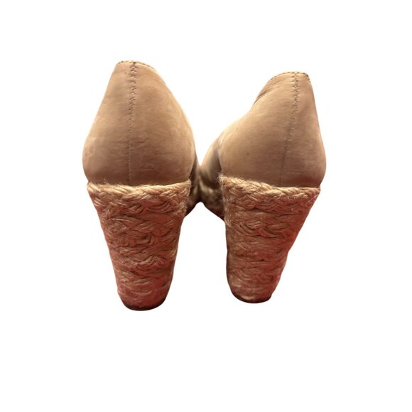 Antonio Melani Nude Leather Espadrille Wedge Peep Toe Heels Size 8 - Picture 7 of 8